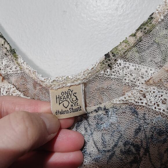 Only Hearts Sz M Y2K Sheer Lace Babydoll Embroidered Top Peasant Cottage Prairie - Picture 6 of 7